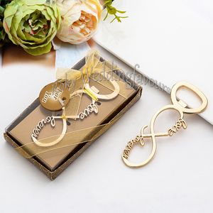 20 stks Gold Love Forever Infinity Bottle Opener Wedding Gunsten Bridal Shower Anniversary Keepsake Party Souvenirs Gifts