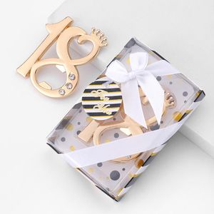 20PCS Gold n Silver 18th Bottle Opener Favors 18th Birthday Gifts 18th Anniversary Keepsake Event Party Obsequios con diamantes de imitación y forma de corona Bride Shower