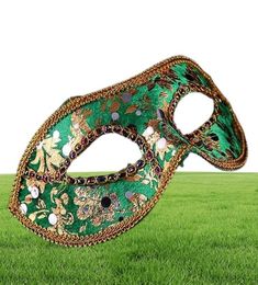 20 -stcs half gezicht masker Halloween Masquerade Mask Male Venetië Italië Flathead Lace Bright Cloth Masks7106519