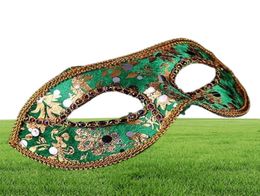 20 pièces demi-masque masque de mascarade d'Halloween mâle Venise Italie tête plate dentelle tissu brillant masques 7262001