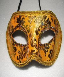 20 pièces demi-masque masque de mascarade d'Halloween mâle Venise Italie tête plate dentelle tissu brillant masques 7129054