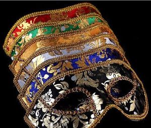 20 pièces demi-masque masque de mascarade d'halloween mâle venise italie dentelle à tête plate masques en tissu brillant 9415228
