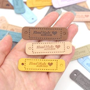 20 stks handgemaakt met liefde labels tags voor kleding handgemaakte pu lederen labels diy hoeden tassen naaien tags kledingaccessoires