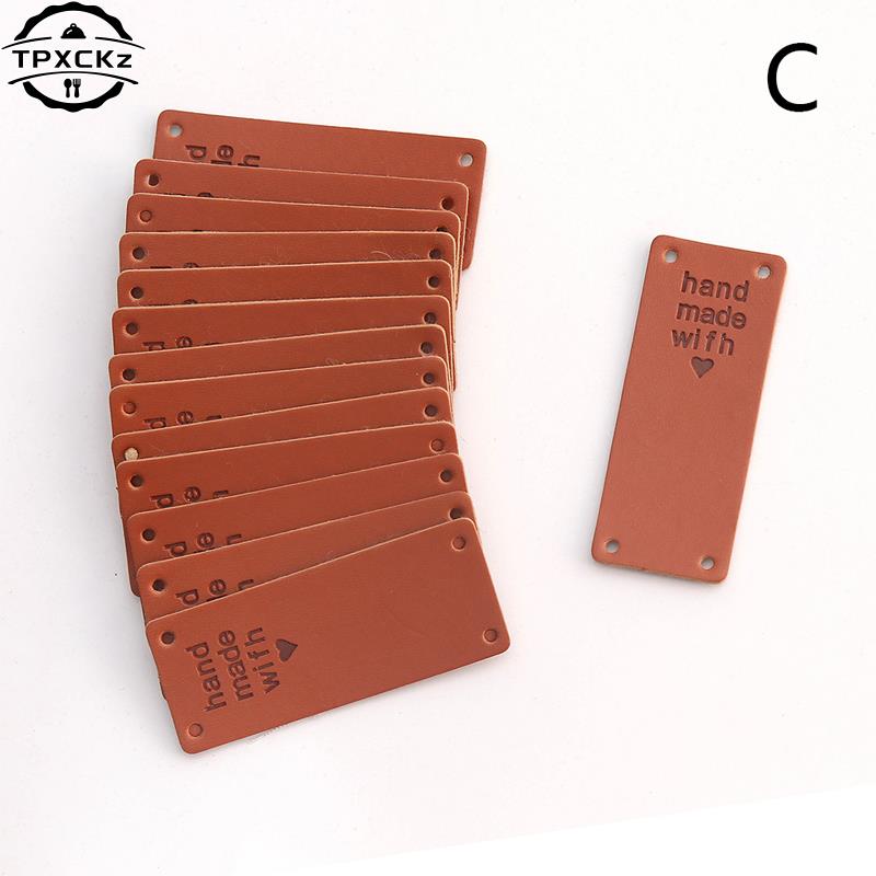 20Pcs Hand Made With Love Labels Tags For Clothes Handmade PU Leather Labels DIY Hats Bags Sewing Tags Garment Accessories New