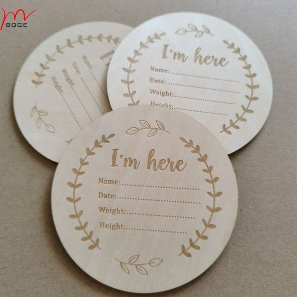 20pcs Hello World Wooden Birth Annonce Plaque Sign KeepSake New Baby Gift