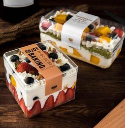 20 pièces boîte à gâteau carrée de haute qualité emballage de cuisson biscuits boîte à dessert fête d'anniversaire faveurs boîtes cadeau de fleur transparent 8656186