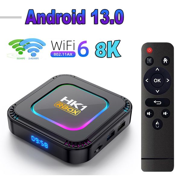 20 piezas HK1 RBOX K8 Android 13 tv box Rockchip RK3528 4GB 64GB 32GB 2GB16GB reproductor multimedia 2,4G 5G Wifi6 BT4.0 100M 8K OTA