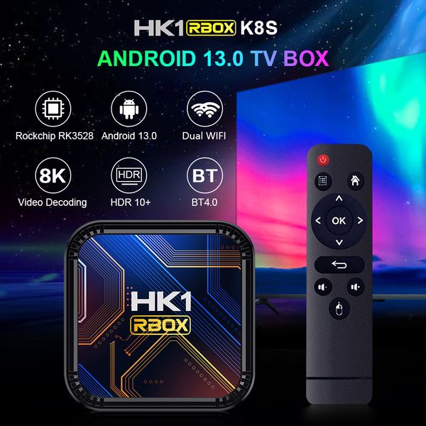 20 piezas HK1 RBOX K8S Android 13 tv box Rockchip RK3528 4GB 64GB 32GB 2GB16GB reproductor multimedia 2,4G 5G Wifi BT4.0 100M 8K OTA