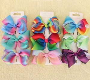 10 stks Jojo Xmas Romantic 9 CM Pastel Flora Ombre Rainbow Lint Haar Bogen Alligator Clips Dance Hair Bobbles Accessoires HD3480