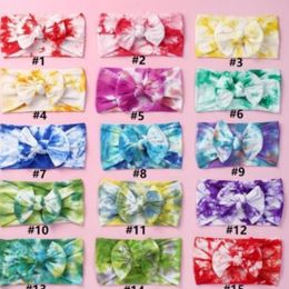 20 PCS Enfants Filles Tie Dye Bandeaux Bébé Nouveau-Né Grand Arc Bowknot Bandeaux En Nylon Doux Élastique Cheveux Wrap Large Bande Bandeau Accessoires LY6801