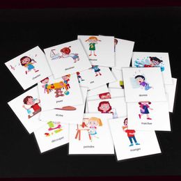 20 Pcs Enfants Montessori Apprentissage Français Emotion / Action Cartes Mot Flash Cartes pour Enfants Éducatif Précoce Jeu De Mémoire Jouets Aides L230518