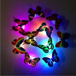 20pcs LED 3D Butterfly Stickers Murmers Night Light Light Glowing Wall Stickers House Decoration Home Party Desk Decor 261a