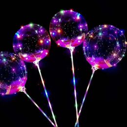 20 piezas de globos BOBO con luz LED, conjunto de iluminación novedosa de 20 pulgadas, burbujas transparentes que brillan, decoración de fiesta oemled