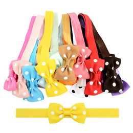 20 stks / partij 2.75 inch kinderen zoete kleine boog elastische haarbanden polka dot grosgrain lint bogen hoofdband haaraccessoires 739