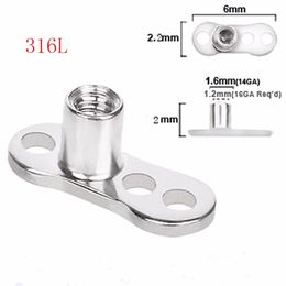 20 stks veel 316L Chirurgisch Staal Micro Dermal Base Skin Diver Piercing Dermal Implantaten Sieraden 16g 1 2mm Binnenste van Thread229h