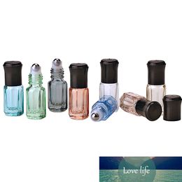 20 stks / partij 3 ml lege mini glazen rol flessen voor essentiële oliën navulbare parfumfles deodorant containers met zwart deksel