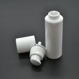 20 pcs/lot 50 ml cylindrique bord argenté vide emballage cosmétique conteneur en plastique émulsion pompe sans air bouteille Garrafas SPB103 Fatrw
