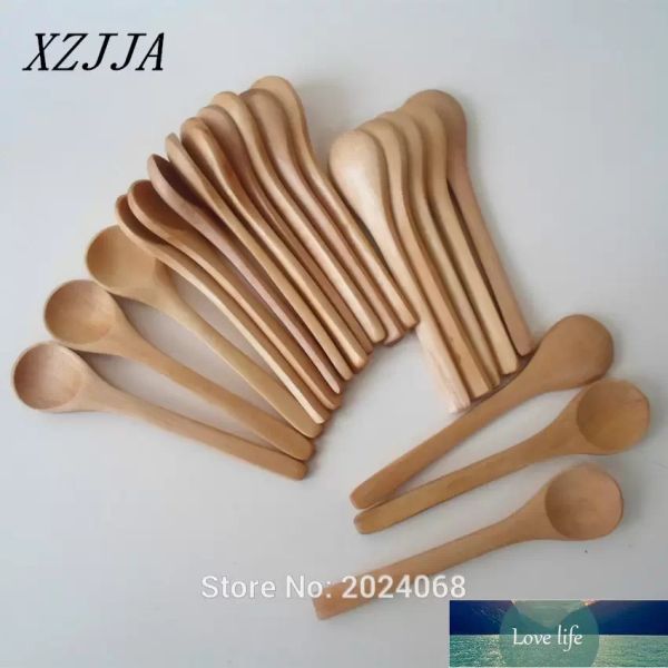 20 pcs/Lot 5 pouces cuillère en bois écologique japon vaisselle soupe cuillère café miel thé tête ronde cuillère agitateur