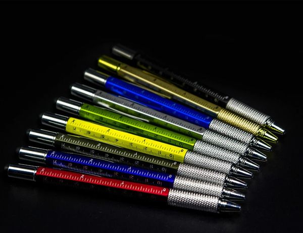 Stylo à bille 6 en 1, outil 20 pièces/lot, tournevis règle niveau à bulle, stylet multifonction en aluminium pour écran tactile 240202