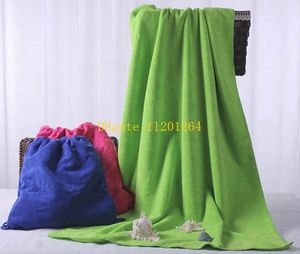 20 pcs/lot 70X140 CM Microfibre Coton Serviette De Plage Sacs Monogramable Serviettes De Natation Fonctionnel Pliable Sac D'été Sac Cadeaux