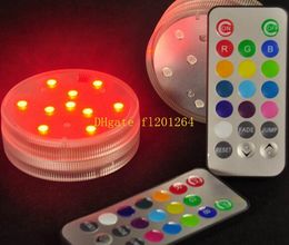 20 stks / partij 7cm diameter Waterdichte Dompelbare Multicolors RGB LED onder vaas lichte basis met mini-nieuwe afstandsbediening