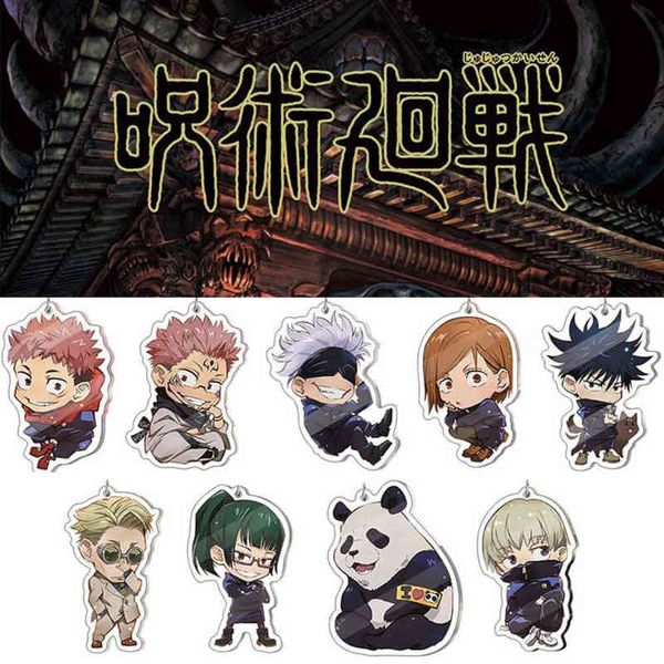 20 unids/lote Anime Jujutsu Kaisen acrílico llaveros lindo Gojo Satoru Yuji Itadori Fushiguro Megumi colgante llavero al por mayor AA220318