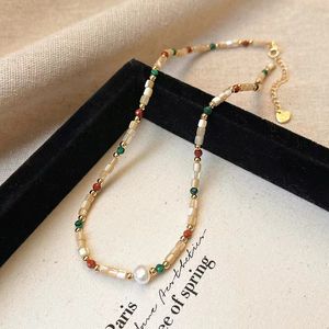 20pcs / lot baroque d'eau douce perle couleur collier de pierre naturel
