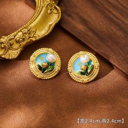 20-stcs/lot Barokke natuurlijke parel oorbellen 925 zilveren hoogwaardige dames zomer druipende olie middeleeuwse retro nieuwe Chinese oorbellen