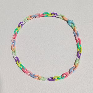 20 unids/lote de gargantillas de cadena de resina geométrica de Color caramelo para mujer, collar corto de moda para chica, regalo de joyería al por mayor