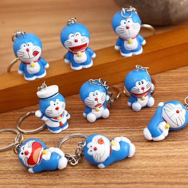 20 unids/lote de dibujos animados lindo gato Robot Doraemon gato hecho a mano muñeca decoración llavero bolsa colgante llavero Animal llavero