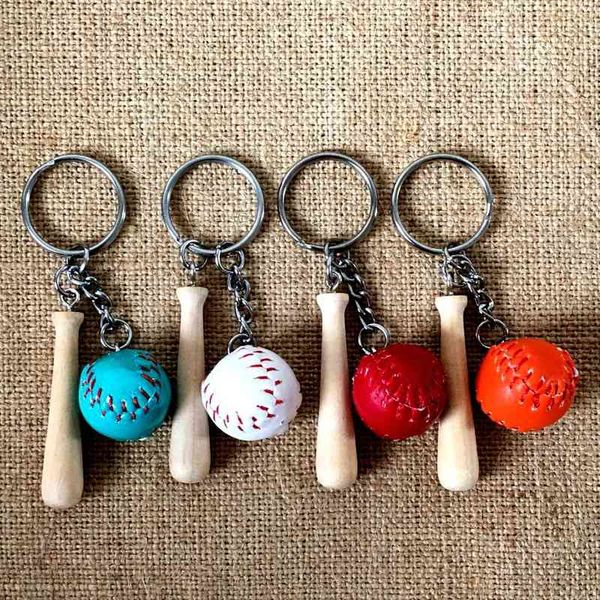 20 pcs/lot chaîne mignon anneau pour les femmes 3D batte de baseball porte-clés portachiavi sac charme gratuit