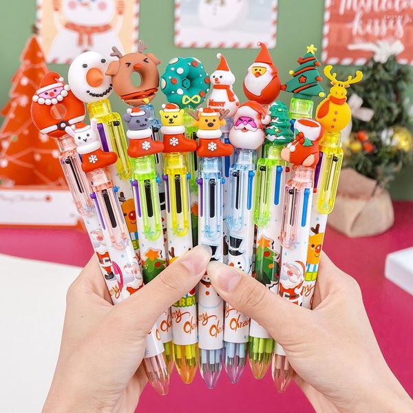 20 unids/lote Navidad 6 colores bolígrafo retráctil lindo Kawaii Navidad Rollerball bolígrafos regalos escuela Oficina diario suministros
