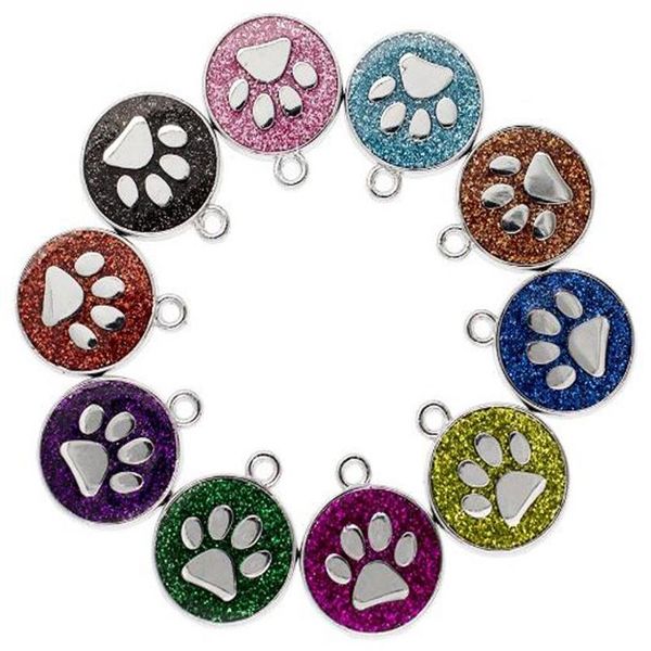20pcs / lot couleurs 18mm chat patte de chien empreintes empreinte pendentif breloques adaptées aux bandes de téléphone bricolage porte-clés sac bijoux de mode236s