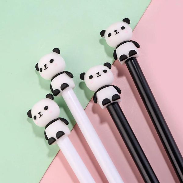 Stylo Gel Panda noir et blanc, 20 pièces/lot, encre 0.5mm, papeterie dessin animé Kawaii, fournitures scolaires et de bureau pour étudiants