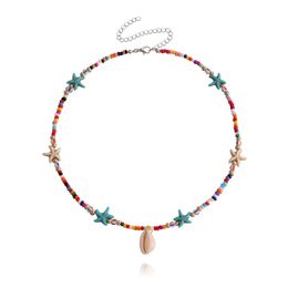20pcs / lot Europe et les États-Unis Collier de pendentif étoile de mer transfrontalière All-Match Sending Sending of Color Rice Beads Shell Pendant Collier Femme