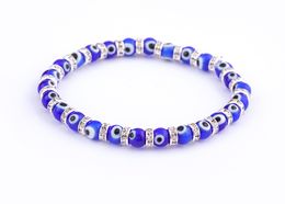20pcs / lot mode bleu turc chanceux de charme œil méchant bracelets en verre Bracelet des perles de cristal pour femmes bijoux élastiques faits à la main