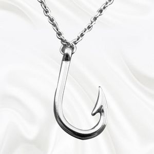 20 stks / partij mode ketting antiek zilver vis haak charms hanger ketting trui ketting sieraden cadeau 60cm