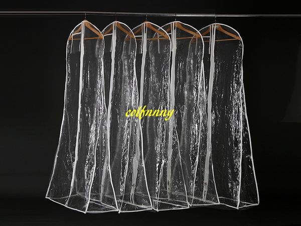 20 unids/lote envío rápido vestido de novia transparente cubierta antipolvo Omniseal Extra grande impermeable PVC sólido bolsa de almacenamiento de ropa de boda