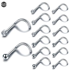 20 pcs/lot G23 nez goujons Piercing cristal nez vis plat CZ narine boucles d'oreilles Piercing Nariz bijoux nez anneaux 20G 18G 240117