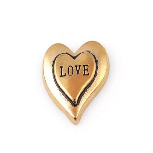 20 UNIDS / lote Color Oro Palabra de Amor Carta Charm DIY Corazón Flotante Locket Charms Apto para Memoria de Vidrio Locket1886