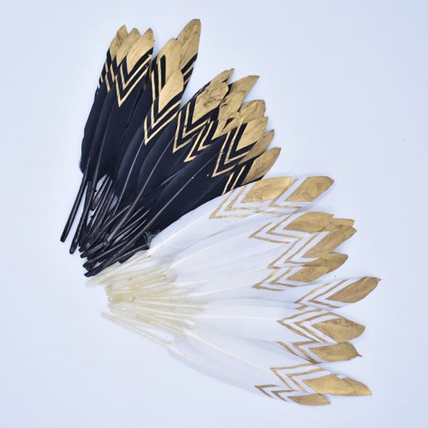 20pcs / lot Gold Dipped Duck Feather Gower Feathers for Crafts Pheasan White Feather for Bijoux Faire des accessoires d'artisanat