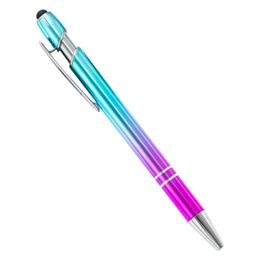 20pcs / lot Gradient Color Metal Pen Wholesale Gradient Aluminium Ballpoint Pis Print Logo Tacle Screen Metal Ball Pen