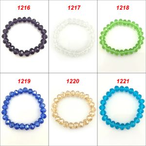20 pièces/lot haute qualité 10mm facettes cristal perlé Bracelets élastique pour cadeau 1216-1221 Six couleurs