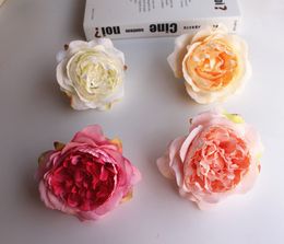 20 unids/lote núcleo de alta simulación peonía Flor cabeza Flor DIY boda Pared de flores decoración de fondo rosa de seda