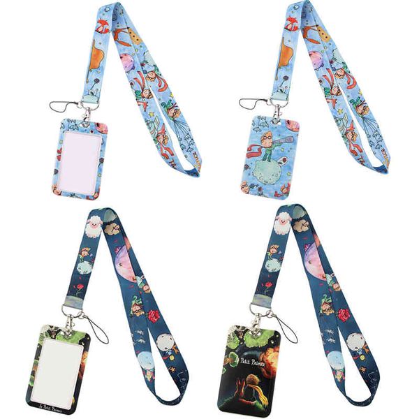 20 pcs/lot J2210 dessin animé petit Prince porte-clés clé Badge téléphone portable corde lanière avec couverture de porte-carte Kawaii