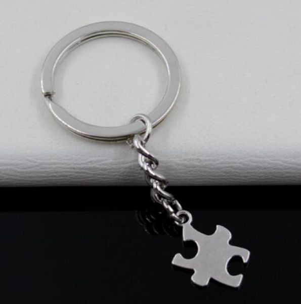 20 pcs/lot porte-clés porte-clés bijoux argent plaqué puzzle pièce breloques 20x14mm