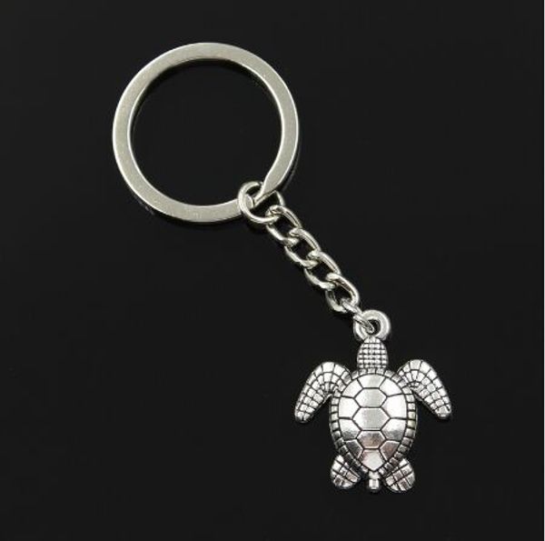 30 pcs/lot porte-clés porte-clés bijoux argent plaqué tortue tortue pendentif à breloques pour accessoires clés 23x26mm