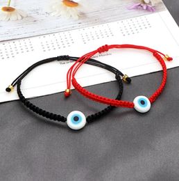 20 stks/partij Lucky Red String Draad Touw Armband Zwart Turkse Boze Oog Bedels Meisjes Gevlochten Armbanden