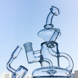 Recycler Oil Dab Rigs Verre Eau Bongs Klein Tornado Recycler Conduites D'eau 5mm D'épaisseur Verre Rigs avec 14mm Femelle Joint HR024