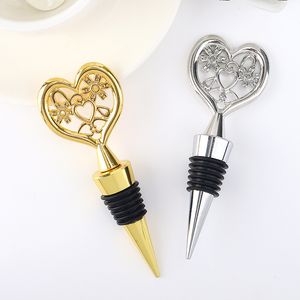 20pcs / lot Mr et Mme Gift Gift Favors of Love Heart Wine Bottle Stoppers pour les douches nuptiales et les faveurs de fête de vin pour les invités